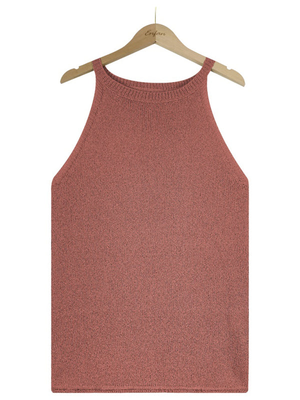 Women's Solid Color Loose Halter Knit Vest