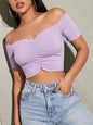 Women's Solid Color Off-the-shoulder Ruched Crop Top