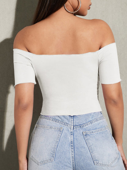 Women's Solid Color Off-the-shoulder Ruched Crop Top