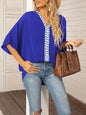 Women's V-neck Dolman Sleeve Top With Trim