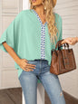 Women's V-neck Dolman Sleeve Top With Trim