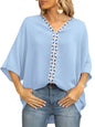 Women's V-neck Dolman Sleeve Top With Trim