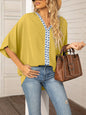 Women's V-neck Dolman Sleeve Top With Trim