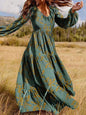 Paneled crinkled bohemian oversized cotton-print maxi dress