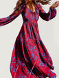 Paneled crinkled bohemian oversized cotton-print maxi dress