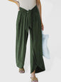 Loose Slacks Belt Knotted Wide-Leg Pants Knitted Trousers