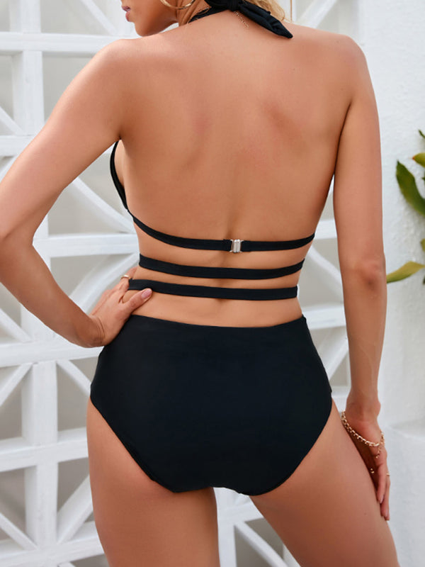 Women's Sexy Backless Strappy One-Piece Swimsuit