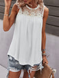 Casual T-Shirt Sleeveless Lace Panel Ladies Top