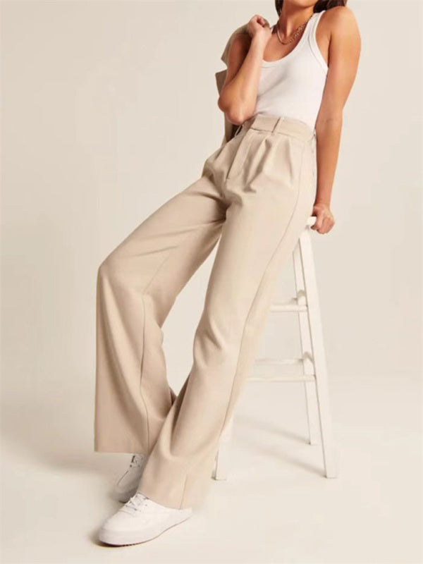 Women's high waist wide-leg pants with matching belt wide-leg casual suit pants