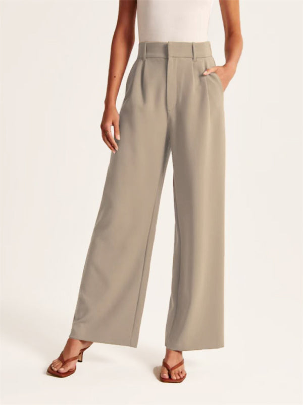 Women's high waist wide-leg pants with matching belt wide-leg casual suit pants