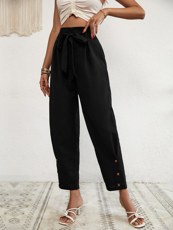 Women's woven commuter-style high-waist cropped pants