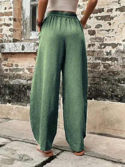 Women's Pants Solid Color Pocket Women's Casual Pants Elastic Pants Trousers