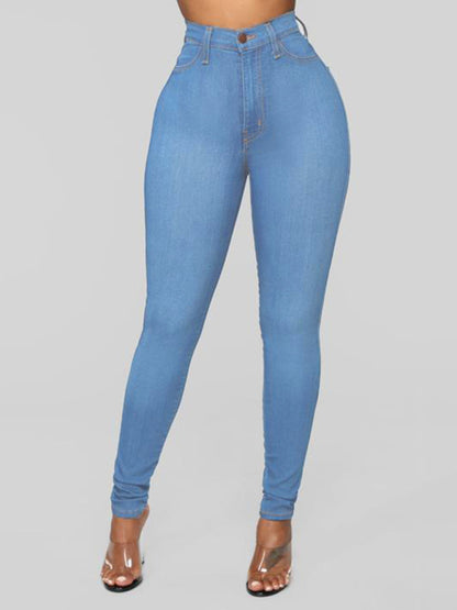 Women's Solid Color Slim High Stretch Denim Pencil Pants