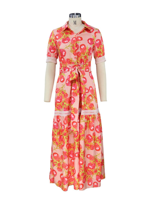 Women's Bohemian Floral Print Midi Dress