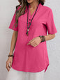 Women's Solid Color V-neck Short Sleev Top