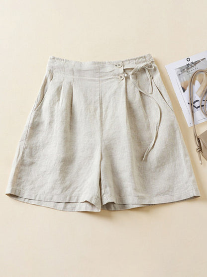 Women's Woven Cotton Linen Baggy Shorts