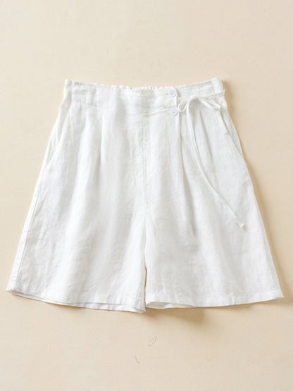 Women's Woven Cotton Linen Baggy Shorts