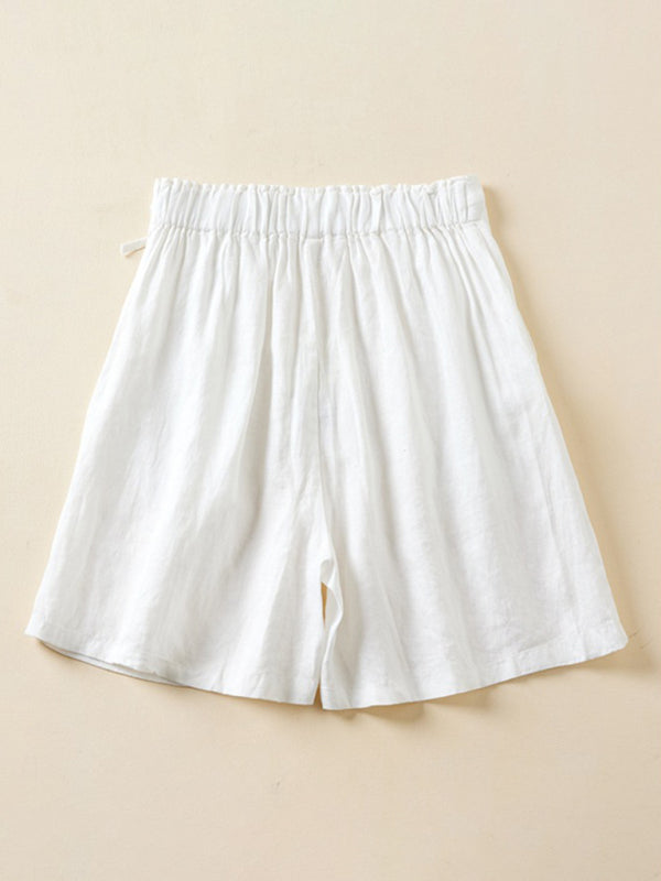 Women's Woven Cotton Linen Baggy Shorts