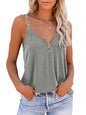 Women's Solid Color Camisole Zipper V Neck Tank Top