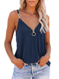 Women's Solid Color Camisole Zipper V Neck Tank Top