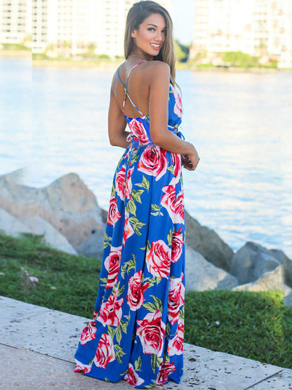 Women's Fashion Sling Print Beach Dress