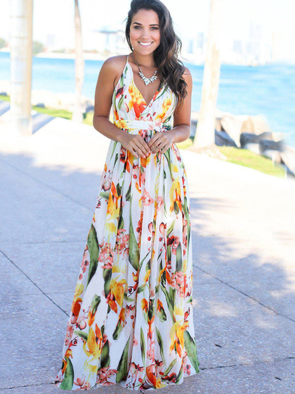 Women's Fashion Sling Print Beach Dress