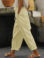 Women's Solid Color Cotton Linen Casual Pants Stitching Sweet Cropped Pants