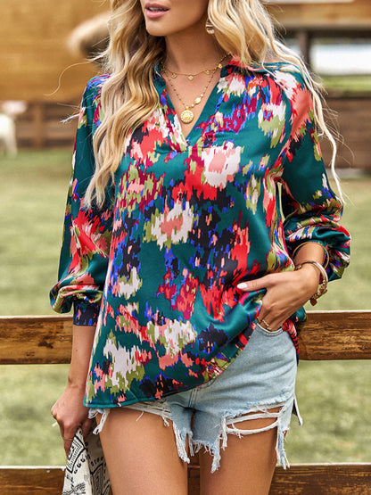 Women's Floral Notch Neck Blouse