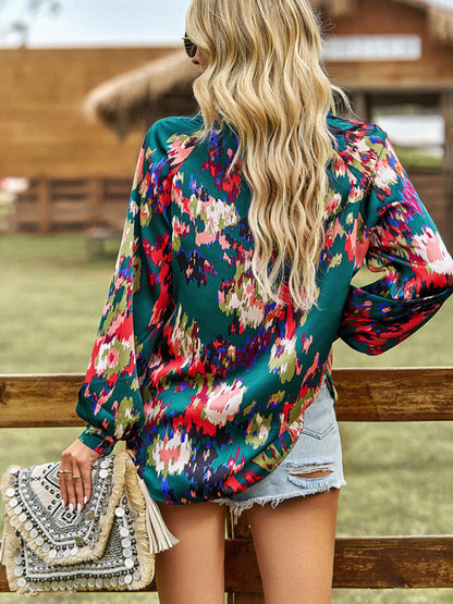 Women's Floral Notch Neck Blouse