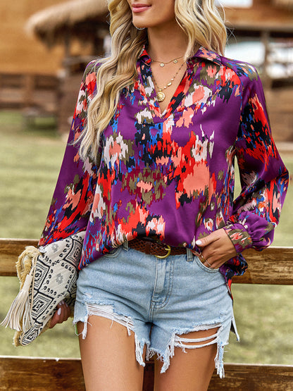 Women's Floral Notch Neck Blouse