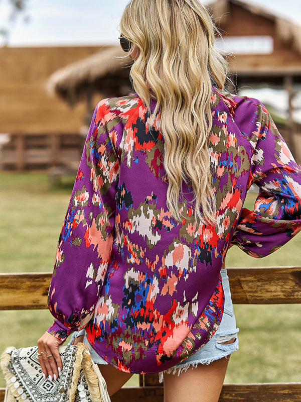 Women's Floral Notch Neck Blouse