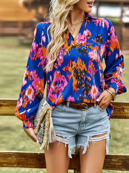 Women's Floral Notch Neck Blouse