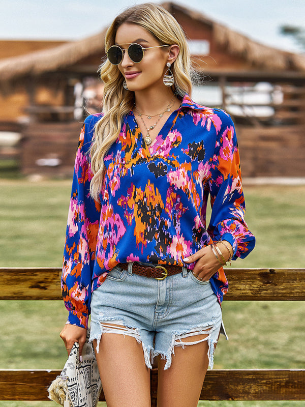 Women's Floral Notch Neck Blouse