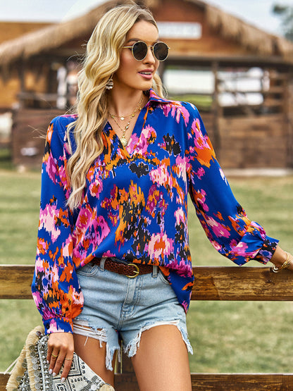 Women's Floral Notch Neck Blouse