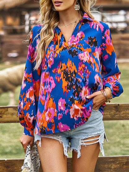 Women's Floral Notch Neck Blouse