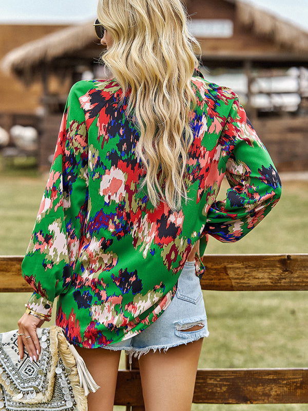 Women's Floral Notch Neck Blouse