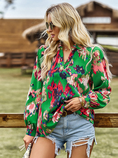 Women's Floral Notch Neck Blouse