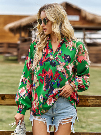 Women's Floral Notch Neck Blouse