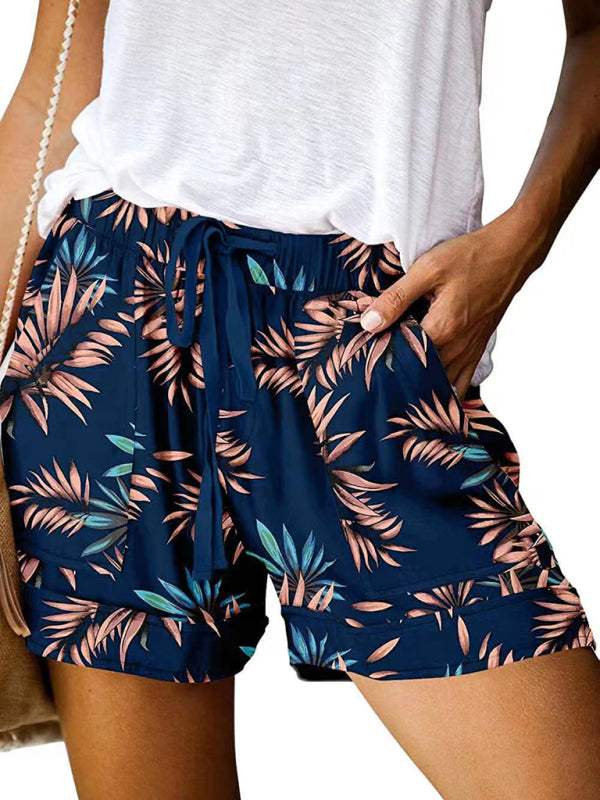 Women's Floral Print High Waist Straight Leg Lounge Shorts