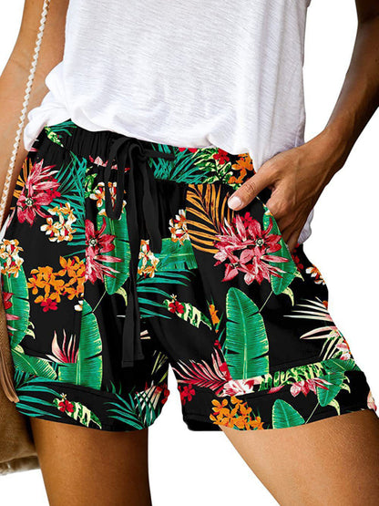 Women's Floral Print High Waist Straight Leg Lounge Shorts