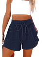 Lace-Up Casual Pocket Solid Color Shorts Ladies Sweat Shorts