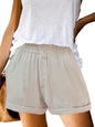 Women's Elastic Solid Color Buckle Zipper Pocket Casual Shorts