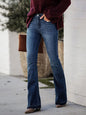 Ladies Fit Stretch Raw Edge Flared Jeans