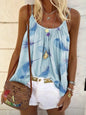 Women's New Tops Loose Feather Print Camisole T-Shirt