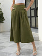 Women's woven racer-pleated A-shaped cropped wide-leg pants
