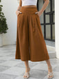 Women's woven racer-pleated A-shaped cropped wide-leg pants