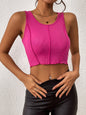 Women's Knitted Round Neck Cropped Crop Tank Top