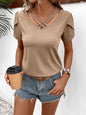 Women's Solid Color Sexy Deep V Neck Short Sleeve T-Shirt