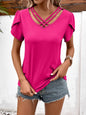 Women's Solid Color Sexy Deep V Neck Short Sleeve T-Shirt