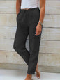 Women's Elastic Waist Solid Color Wide Leg Pants Loose Trousers